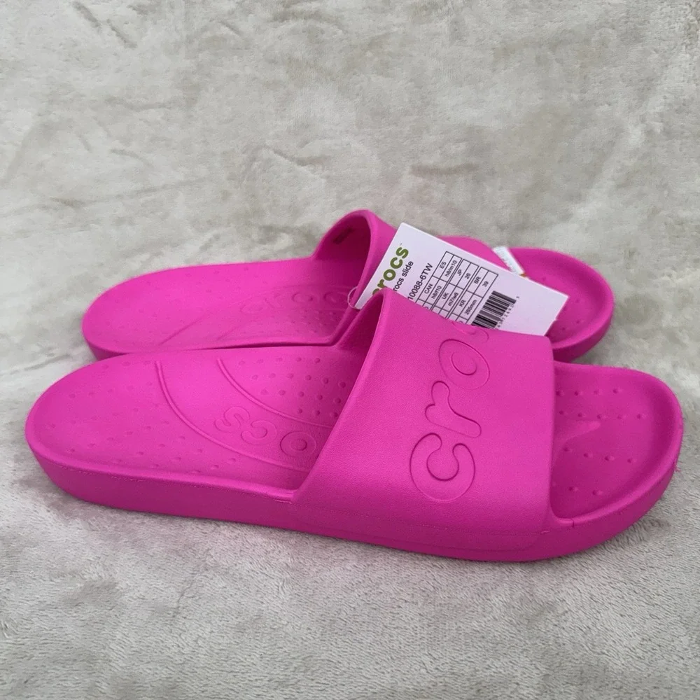 Crocs Slide Pink Crush M8 W10 Unisex Sandals 210088-6TW NWT